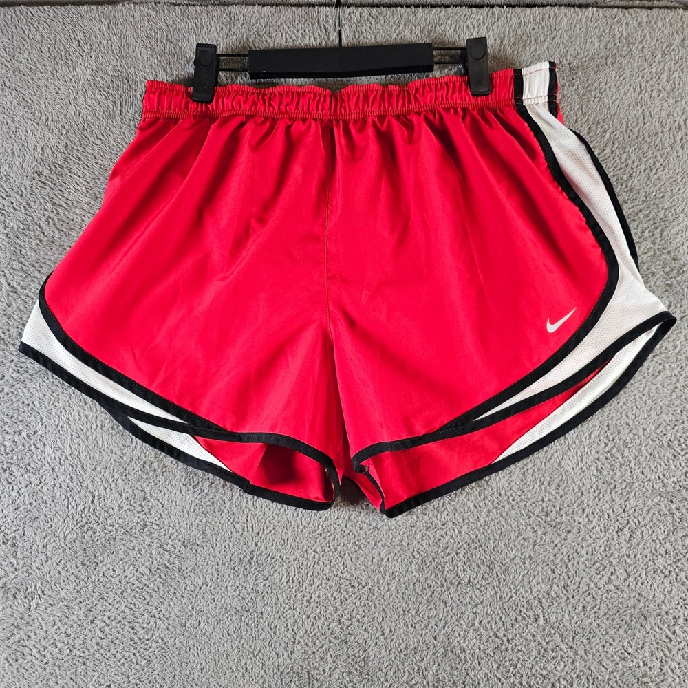 Nike Dri-FIT Running Shorts Womens XL Red White Black Mesh Trim Athletic Workout